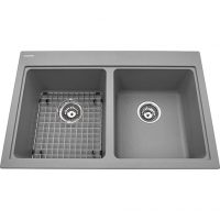 Top-mount Double Bowl Granite Sink - Stone Grey | Product Code: PMR-KGDL2031-8SG