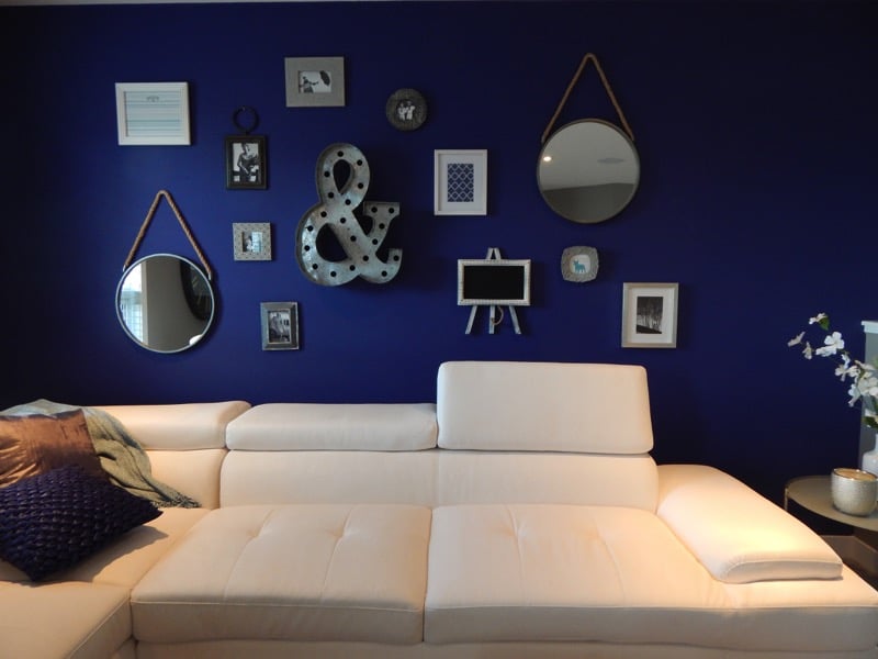 bright blue accent wall