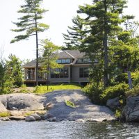 Cottage building on an island
