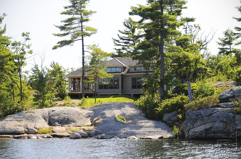 Cottage building on an island