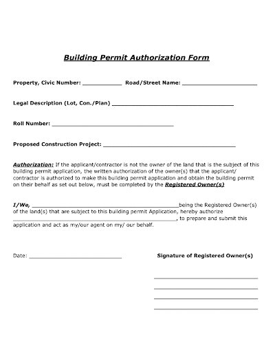 agent permission form for building permits